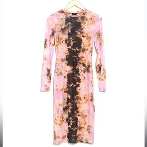 AFRM mesh midi dress pink tie dye size small